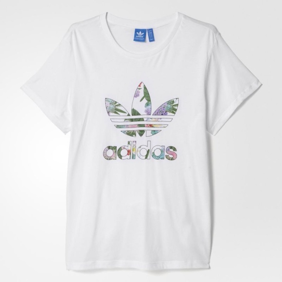 adidas Tops - Adidas Floral Print Logo Short Sleeve Tee Shirt M